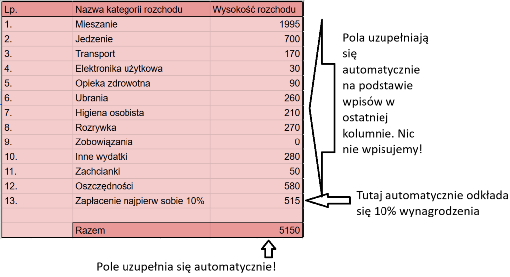 Instrukcja wypełnienia tabeli rozchodów
